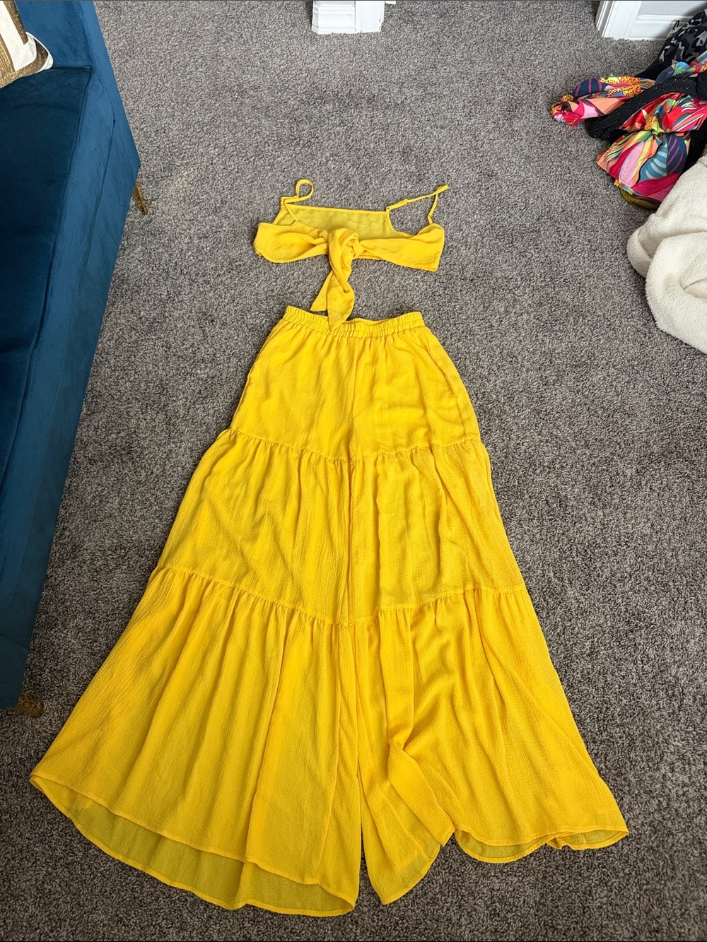 Sunny Yellow Two-Piece Tie-Front Set